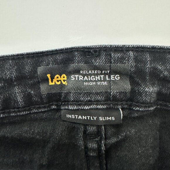 Lee Relaxed Fit Straight Leg High Rise Women's size 14P Black Denim Jeans - Picture 3 of 5